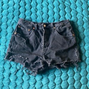 Women’s Levi 501 Black Distressed Shorts
